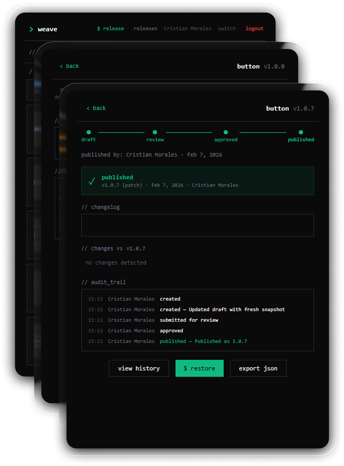 Component Changelog plugin interface